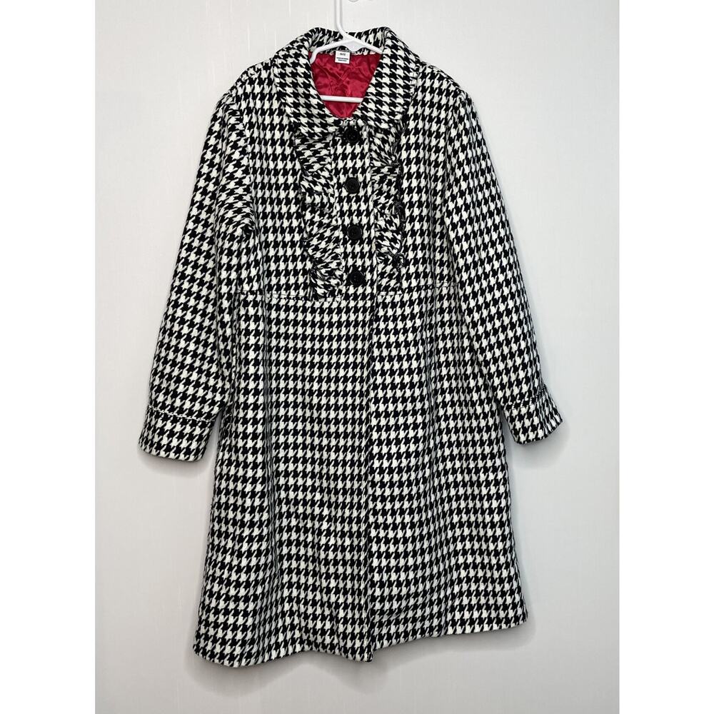 Hartstrings Girls Houndstooth Lined Dress Coat Size 10/12